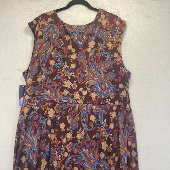 NWT Meri Skye Floral Maxi Dress Womens 4X Purple Paisley Sleeveless Stretch Boho - Picture 15 of 15